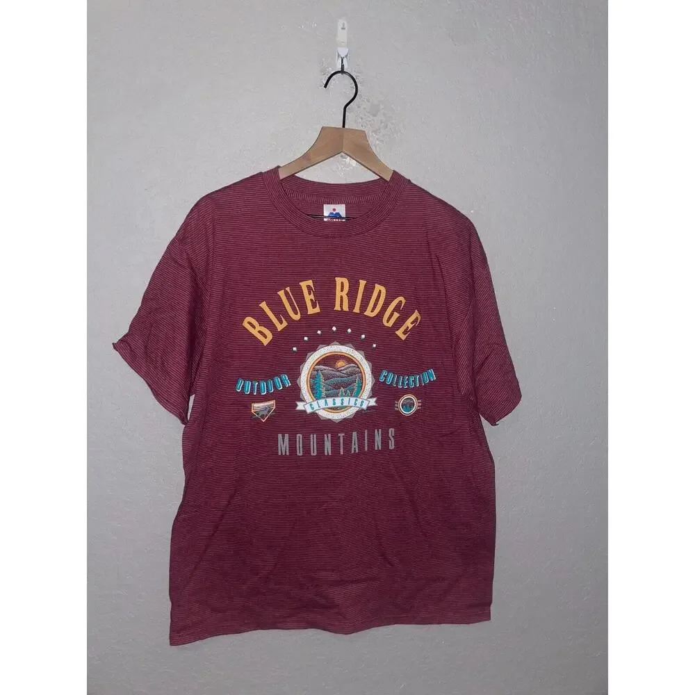 Vintage Blue Ridge Shirt Outdoor Collection Classics Mountains Red Tee Striped L